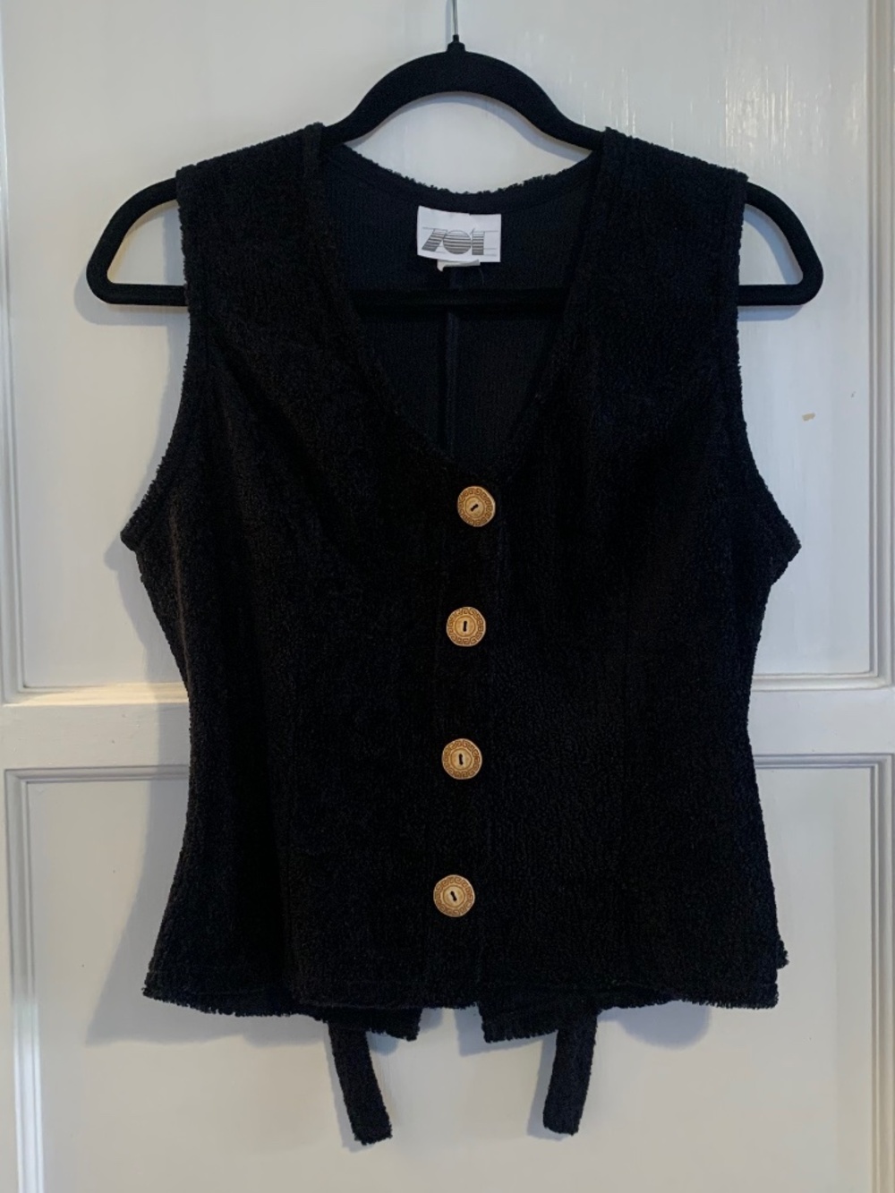 Vintage Zoe California Black Terrycloth Vest
